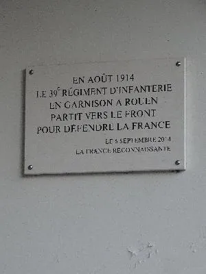 Plaque 39ème Régiment d'infanterie à Rouen