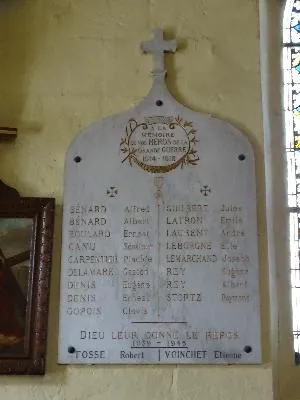 Plaque aux Morts de l'Église Saint-Sauveur de Boos