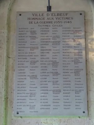 Plaque commémorative Victimes civiles de la Mairie d'Elbeuf-sur-Seine