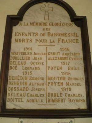 Plaque commémorative église de Baromesnil