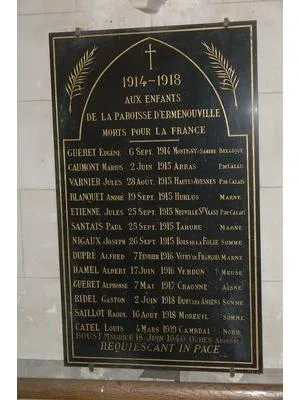 Plaque commémorative église d'Ermenouville