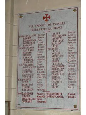Plaque commémorative église de Fauville-en-Caux