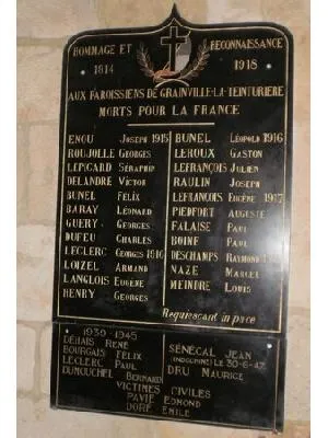 Plaque commémorative église de Grainville-la-Teinturière