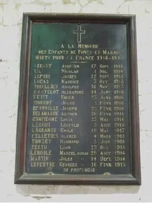Plaque commémorative église de Ponts-et-Marais