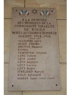 Plaque aux Morts de la synagogue de Rouen