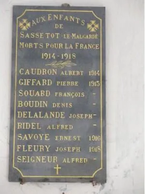 Plaque commémorative église de Sassetot-le-Malgardé