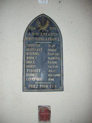 Plaque commémorative église 1914-1918 de Touffreville-sur-Eu