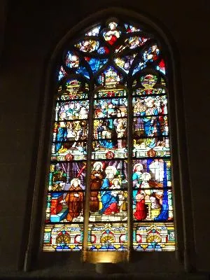 Baie 17 : La musique : St Grégoire, St Evode, David, Vierge Marie, Ste Cécile