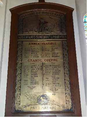 Plaque aux morts de l'église Saint-Jean-Baptiste de Bosc-le-Hard