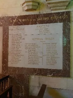 Plaque aux morts d'église Saint-Martin d'Octeville-sur-Mer
