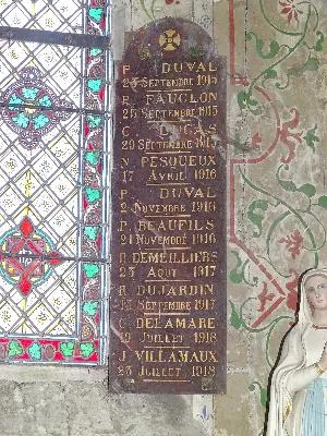 Plaques aux Morts de l'Église Notre-Dame de Valliquerville