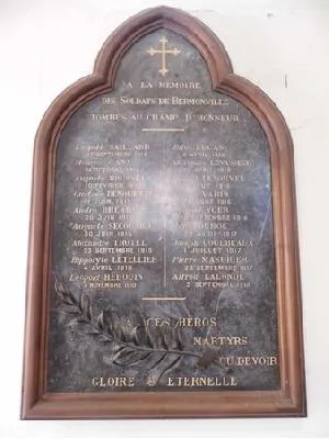 Plaque commémorative église de Bermonville