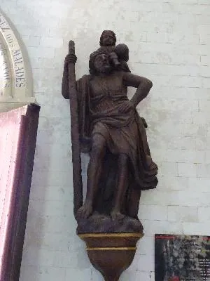 Statue : Saint-Christophe dans l'Église Saint-Jacques de Saint-Jacques-sur-Darnétal