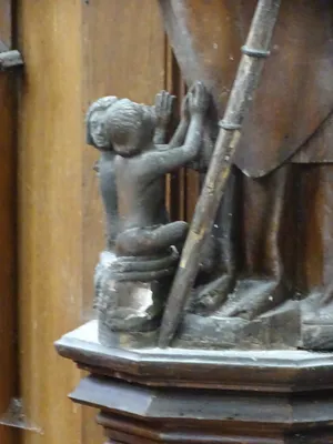 Groupe sculpté : Saint-Nicolas dans l'Église de La Bouille