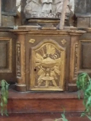 Autel latéral nord, retable et deux statues dans l'Église Saint-Erkonwald à Gonfreville-l'Orcher