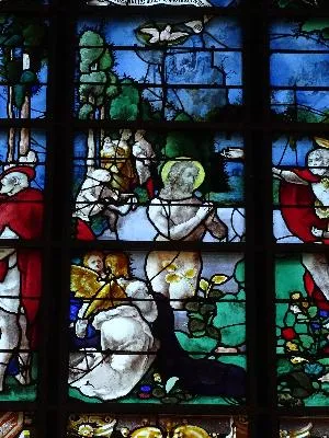 Vitrail Baie 5 : Vie de Saint-Jean-Baptiste dans l'église Sainte-Jeanne-d'Arc de Rouen