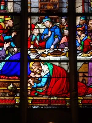 Vitrail Baie 12 : Marie-Madeleine - La femme pauvre dans l'Église Saint-Godard de Rouen