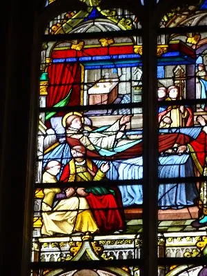 Vitrail Baie 11 : St Prétextat assassiné par Frédégonde dans l'Église Saint-Godard de Rouen