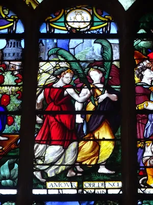Vitrail Baie 3 : Triomphe de la Croix dans l'Église Saint-Patrice de Rouen