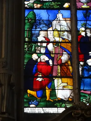 Vitrail Baie 9 : Vie de Saint-Paterne dans l'Église Saint-Patrice de Rouen