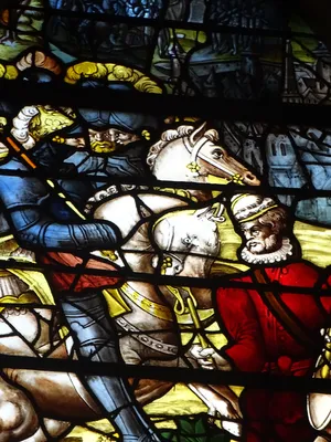 Vitrail Baie 11 : Vie de Saint-Louis dans l'Église Saint-Patrice de Rouen