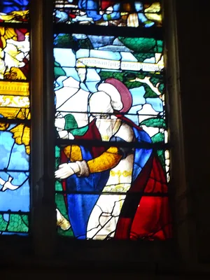 Vitrail Baie 20 : Histoire de Job, La Visitation dans l'Église Saint-Patrice de Rouen