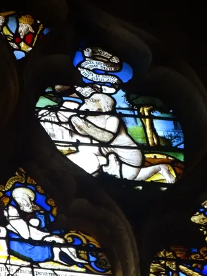 Vitrail Baie 20 : Histoire de Job, La Visitation dans l'Église Saint-Patrice de Rouen