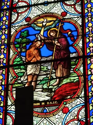 Vitrail Baie 22 : Baptême de NSJC dans l'Église Saint-Éloi de Forges-les-Eaux