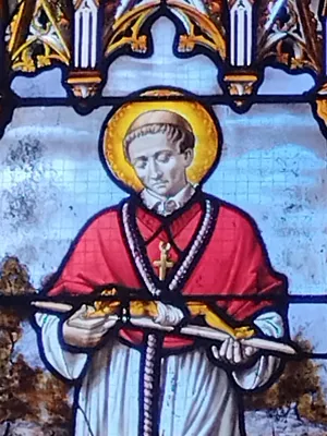 Vitrail Baie 3 : St-Charles-Borrommée dans l'Église Saint-Léger à Saint-Léger-aux-Bois