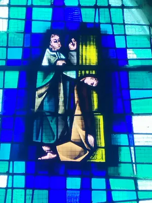 Vitrail Baie 16 : Le Pharisien et Publicain dans l'Église Notre-Dame à Campneuseville