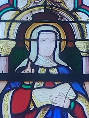 Vitrail Baie 5 : Sainte-Anne dans l'Église Saint-Jean-Baptiste d'Harcanville