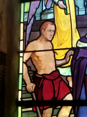 Vitrail Baie 2 : Martyre de Saint-Denis dans l'Église Saint-Denis du Hanouard