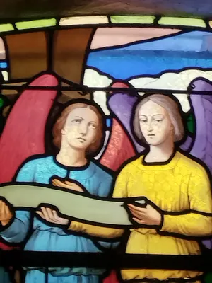 Vitrail Baie 3 : Sainte-Cécile dans l'Église Saint-Denis du Hanouard