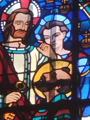 Vitrail Baie 2 : Don des clefs dans l'Église Saint-Pierre à Déville-lès-Rouen
