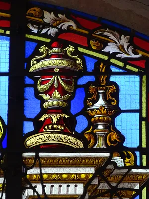 Vitrail Baie 5 : Sainte-Vierge dans l'Église Notre-Dame de la Consolation à Gonfreville-l'Orcher