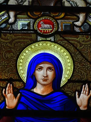 Vitrail Baie 6 : Vierge Consolatrice dans l'Église Notre-Dame de la Consolation à Gonfreville-l'Orcher