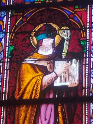 Vitrail Baie 0 : Saint-Erkonwald dans l'Église Saint-Erkonwald à Gonfreville-l'Orcher