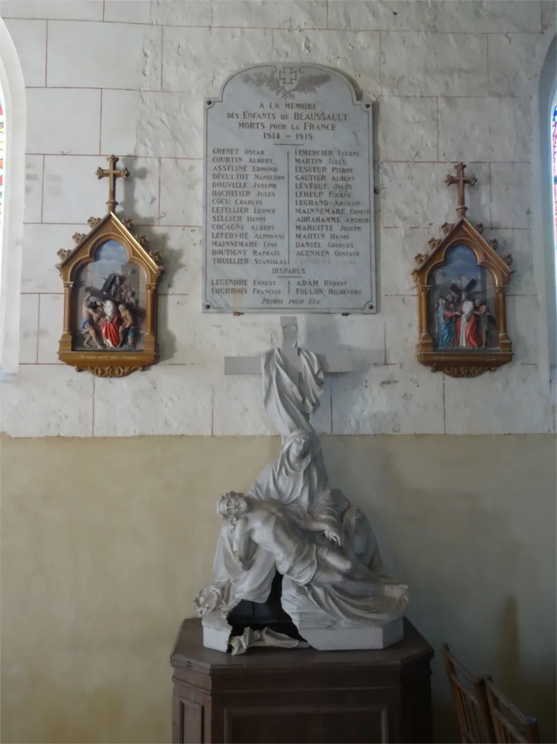 Plaque aux morts de l'église Saint-Germain de Beaussault