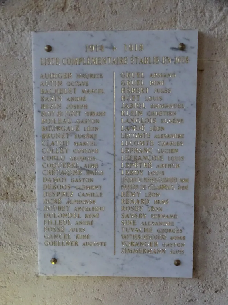 Plaque commémorative 14-18 de la Mairie d'Elbeuf-sur-Seine
