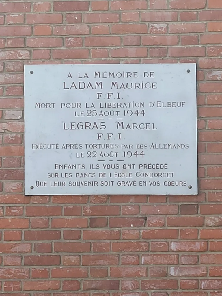 Plaque Maurice Ladam et Marcel Legras à Elbeuf-sur-Seine