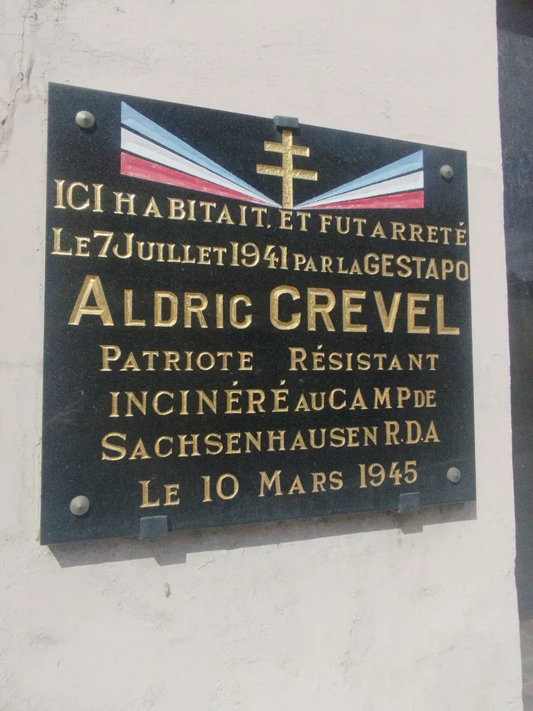 Plaque Aldric Crevel à Montivilliers