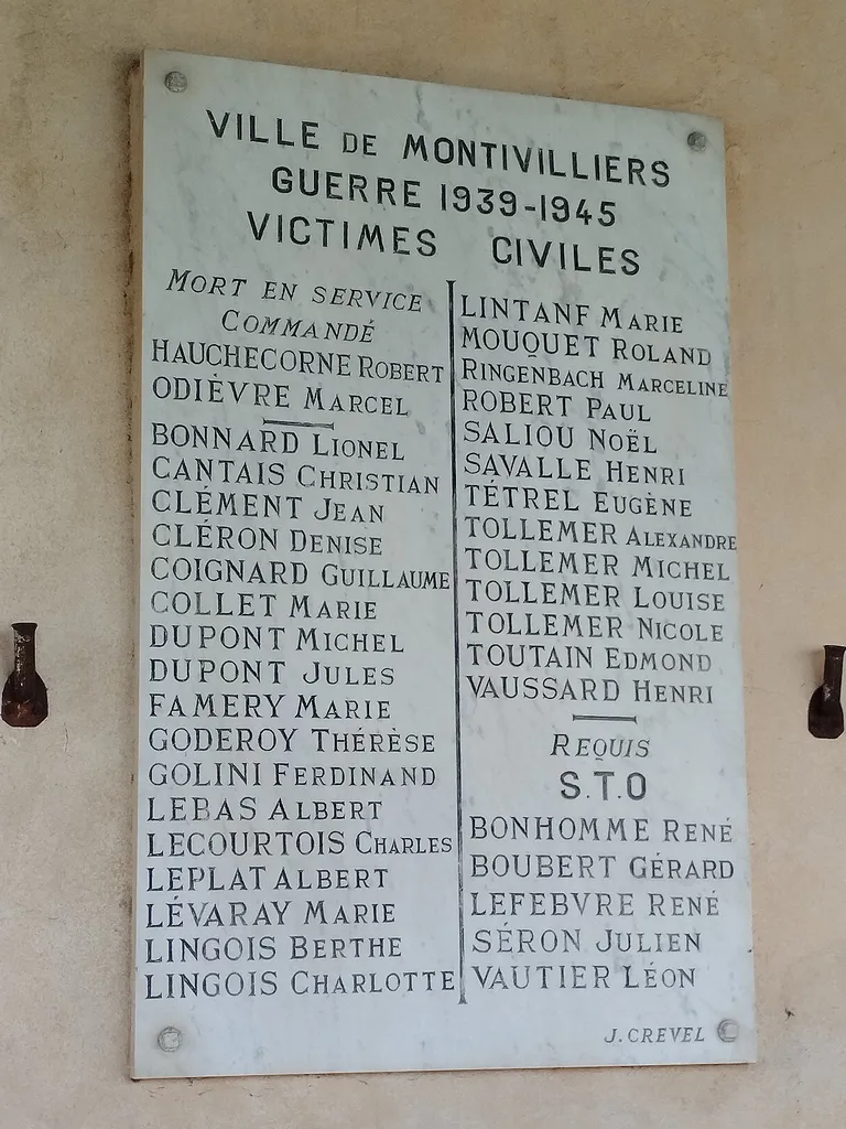 Plaque aux victimes civiles de Montivilliers