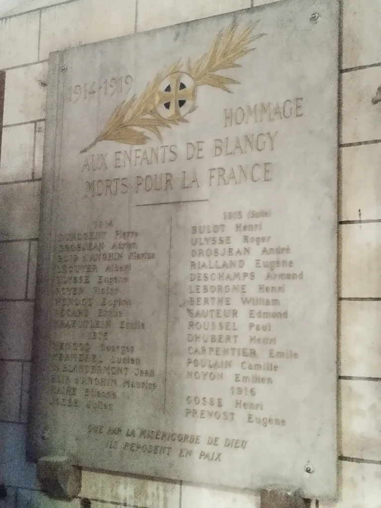 Plaques aux Morts de l'Église Notre-Dame de Blangy-sur-Bresle