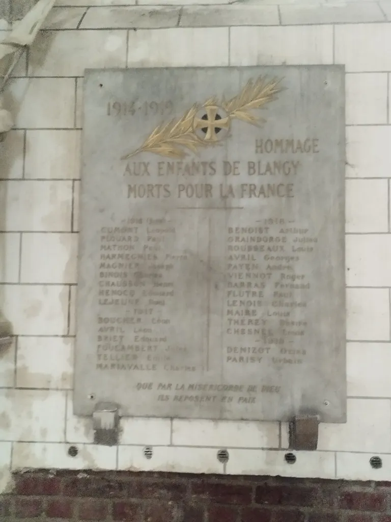 Plaques aux Morts de l'Église Notre-Dame de Blangy-sur-Bresle