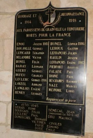 Plaque commémorative église de Grainville-la-Teinturière