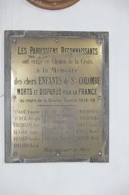 Plaque commémorative église de Sainte-Colombe