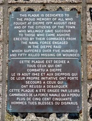 Plaque du Bas Fort Blanc de Dieppe