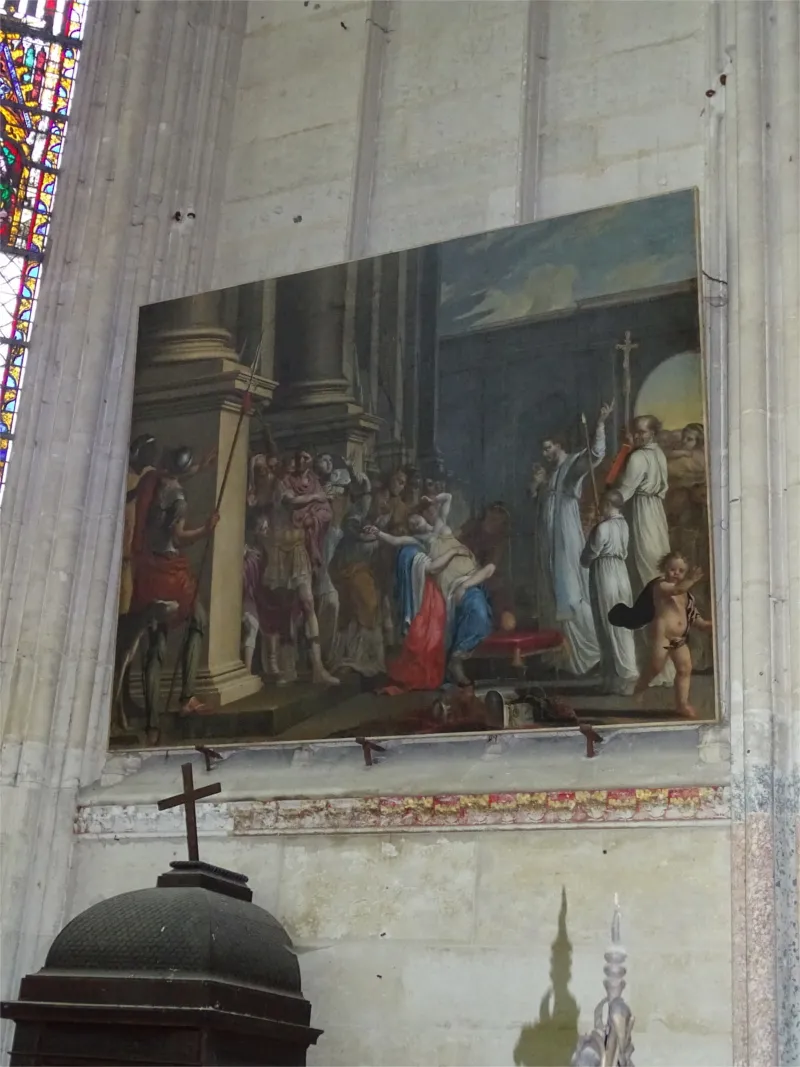 Tableau : Saint-Mathurin exorcisant l'impératrice Théodora de l'Abbatiale Saint-Ouen de Rouen
