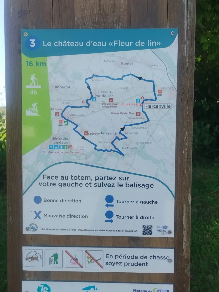 Randonnées en Seine-Maritime : N° 3 Le château d'eau Fleur de Lin à Harcanville