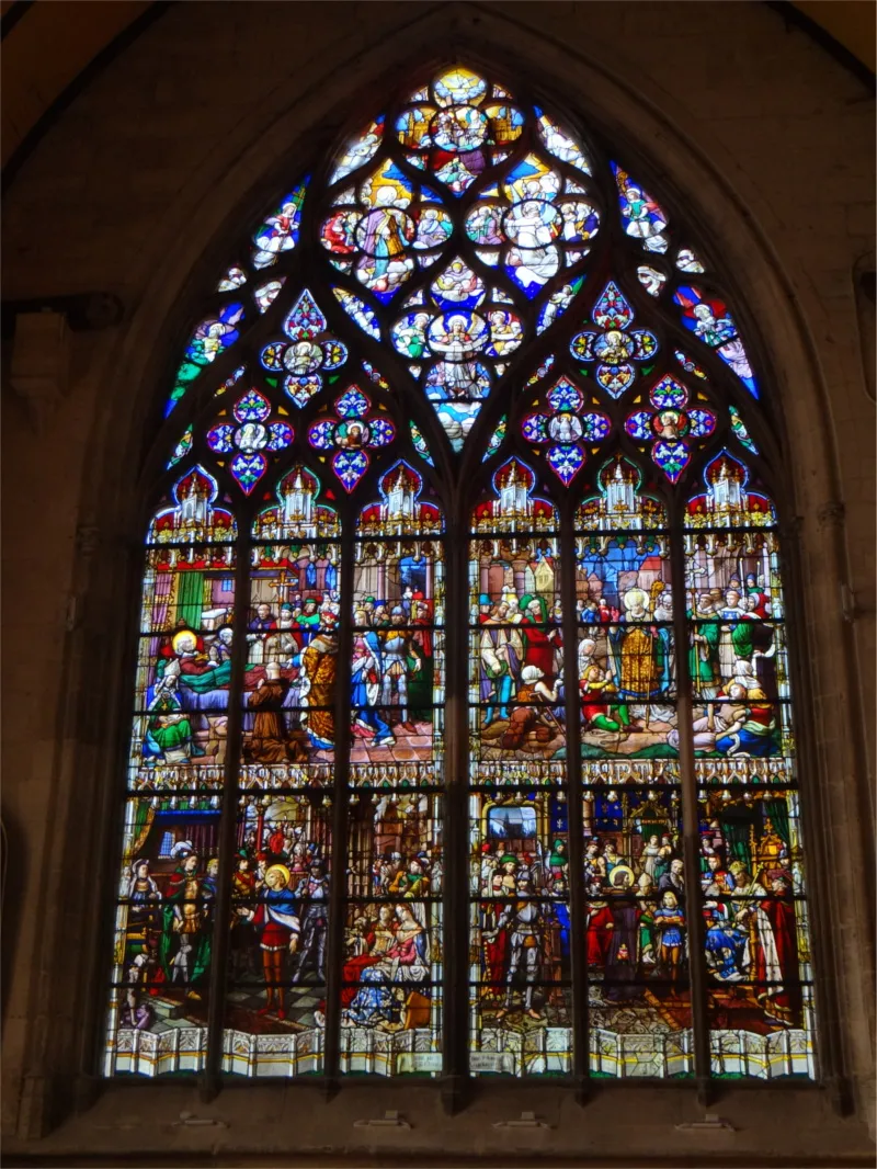 Vitrail Baie B : Scènes de la vie de Saint-Vivien dans l'Église Saint-Vivien de Rouen